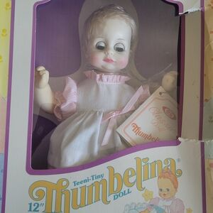 Teeni-Tiny Thumbelina Doll with Pink and White Dress